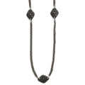 Titanium/Ster.Sil Black Ti Polished Etched Charms Necklace, 34 mm