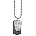 Titanium/Ster.Sil Black Ti Polished Etched Dog Tag Necklace, 20 mm, 23.53 g
