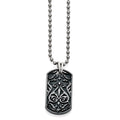 Titanium/Ster.Sil Black Ti Polished Etched Dog Tag Necklace, 20 mm, 16.85 g