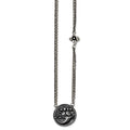 Titanium/Ster.Sil Black Ti Polished Etched Floral Necklace, 18.25 mm