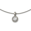 Chisel Titanium CZ Pendant with Polished Stainless Steel 17 inch Wire Necklace, 17 x 12 mm