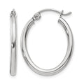 14k White Gold 2x24mm Polished Oval Tube Hoop Earrings, 24 x 2 mm