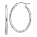 14k White Gold 2x30mm Polished Oval Tube Hoop Earrings, 30 x 2 mm, 1.47 g