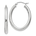 14k White Gold 3.5x32mm Polished Oval Tube Hoop Earrings, 32 x 3.5 mm