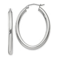 14k White Gold 3.5x38mm Polished Oval Tube Hoop Earrings, 37.75 x 3.5 mm