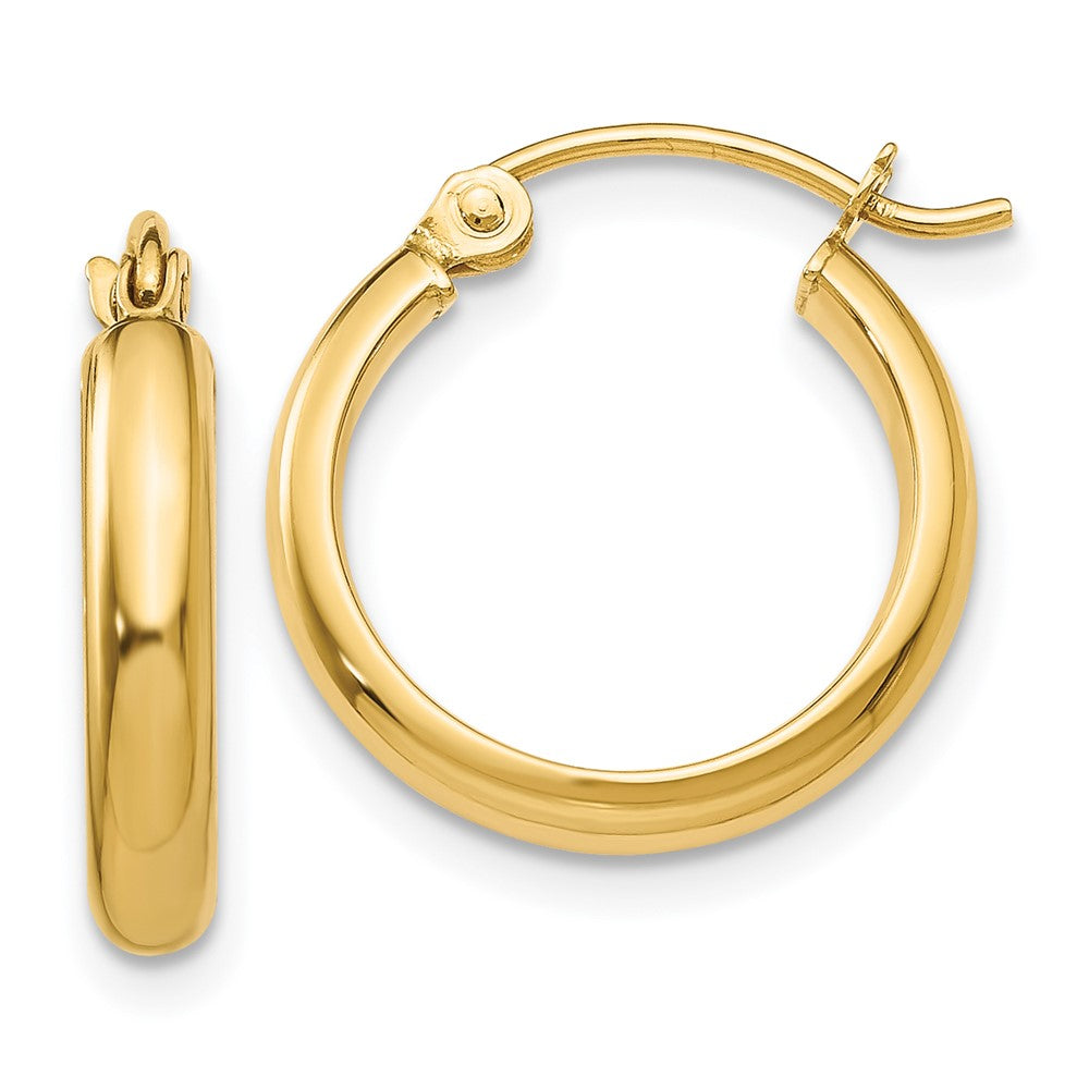 14k 2.75x12mm Round Tube Hoop Earrings, 12 x 2.75 mm