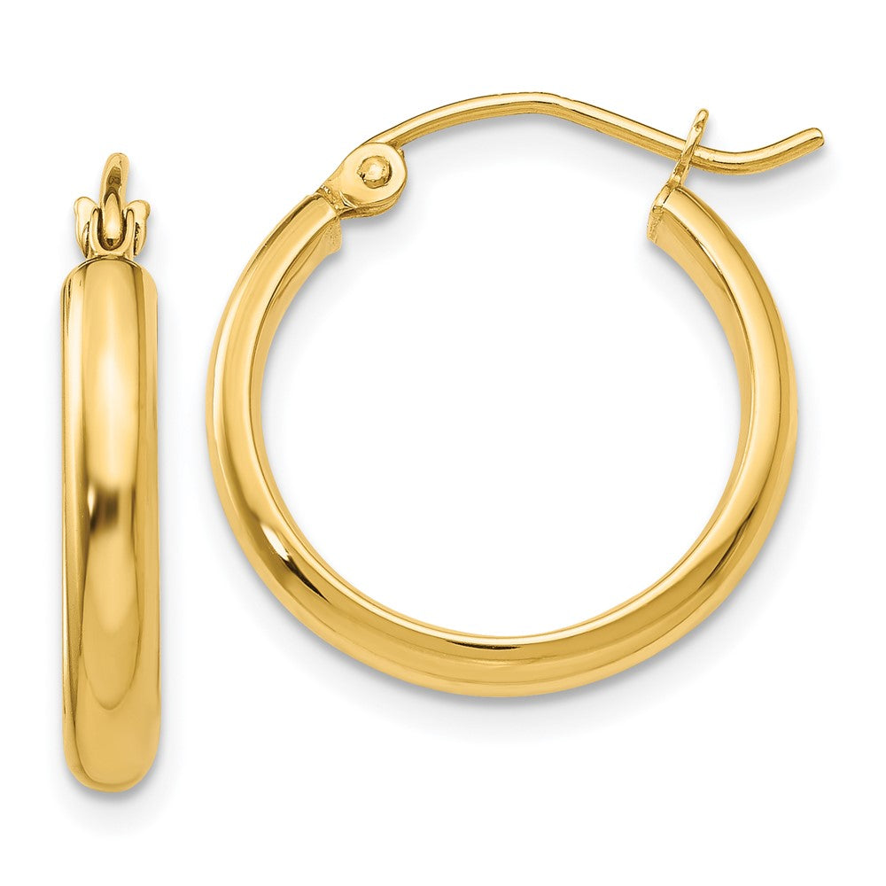 14k 2.75x17mm Round Tube Hoop Earrings, 17 x 2.75 mm