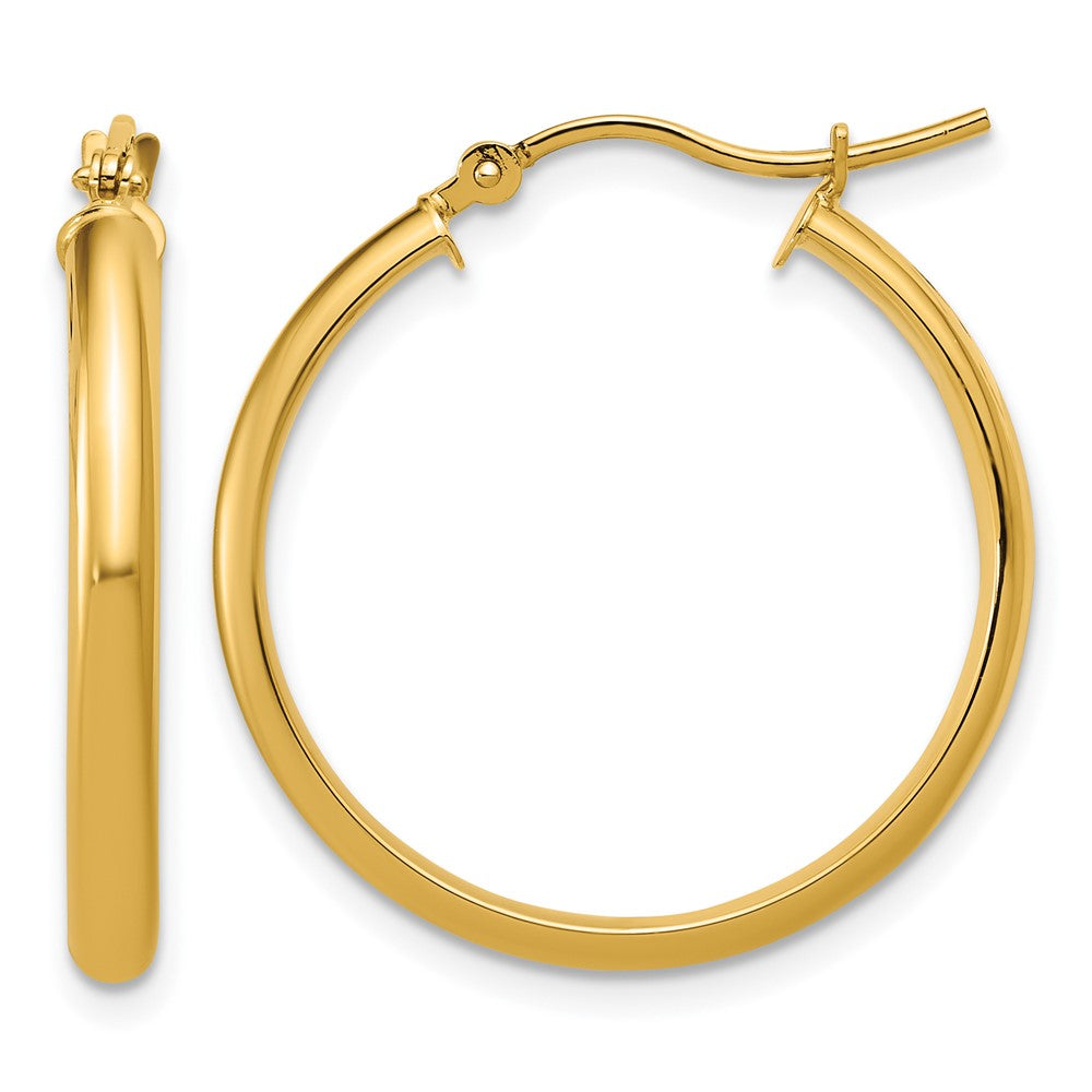 14k 2.75x25mm Round Tube Hoop Earrings, 22 x 2.75 mm
