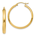 14k 3.75x26mm Round Tube Hoop Earrings, 26 x 3.75 mm