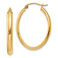 14k 3.5x30mm Polished Oval Tube Hoop Earrings, 30 x 3.5 mm
