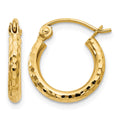 14k 2x13mm Diamond-cut Round Tube Hoop Earrings, 13 x 2 mm