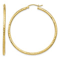 14k 2x45mm Diamond-cut Round Tube Hoop Earrings, 45 x 2 mm