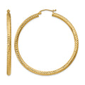 14k 3x50mm Diamond-cut Round Tube Hoop Earrings, 50 x 3 mm