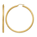 14k 3x60mm Diamond-cut Round Tube Hoop Earrings, 60 x 3 mm