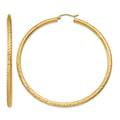 14k 3x65mm Diamond-cut Round Tube Hoop Earrings, 65 x 3 mm