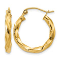 14k Polished 3mm Twisted Hoop Earrings, 20 x 3 mm