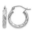 14k White Gold Polished 3.25mm Twisted Hoop Earrings, 10 x 3.25 mm