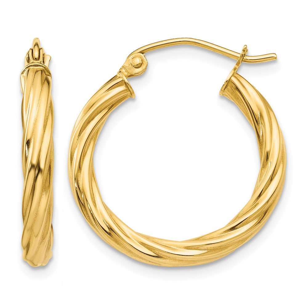 14k Polished 2.75mm Twisted Hoop Earrings, 15 x 2.75 mm