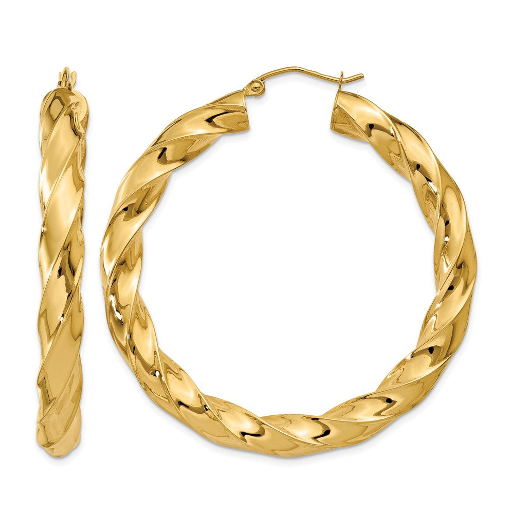 14k Polished 5.0mm Twisted Hoop Earrings, 33 x 5 mm