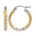 14k & Rhodium Diamond-cut 2.5mm Twisted Hoop Earrings, 20 x 2.5 mm