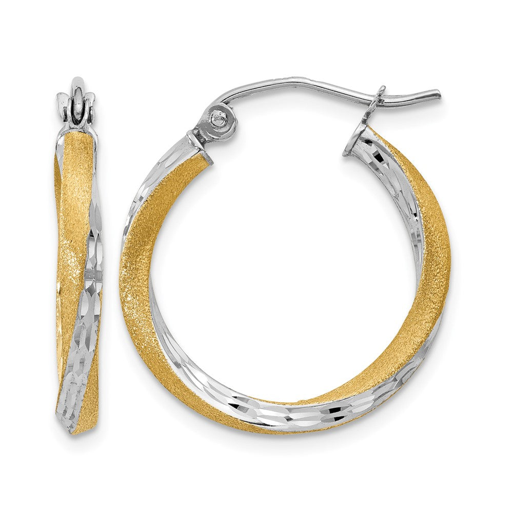14k & Rhodium Diamond-cut 2.5mm Twisted Hoop Earrings, 20 x 2.5 mm