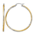 14k & Rhodium Diamond-cut 2.5mm Twisted Hoop Earrings, 45 x 2.5 mm