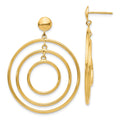 14k Polished Graduated Circles Dangle Post Earrings, 45 x 33 mm