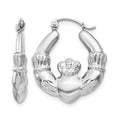 14k White Gold Claddagh Hoop Earrings, 23.25 x 4 mm