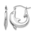 14k White Gold Polished Dolphin Hoop Earrings, 22.75 x 3.75 mm