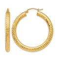 14k 4x35mm Diamond-cut Round Tube Hoop Earrings, 35 x 4 mm, 3.1 g
