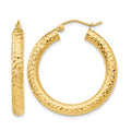 14k 4x30mm Diamond-cut Round Tube Hoop Earrings, 30 x 4 mm, 2.51 g