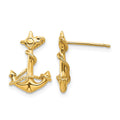 14k 3-D Anchor with Rope Post Earrings, 16 x 11 mm