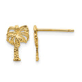 14k Polished Palm Tree Post Earrings, 11 x 7 mm