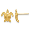 14k Sea Turtle Post Earrings, 11 x 11 mm