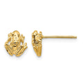 14k Mini Frog Post Earrings, 9 x 8 mm