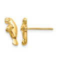 14k Mini Manatee Post Earrings, 12 x 5 mm