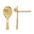 14k Tennis Racquet with Ball Post Earrings, 18 x 7 mm