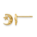 14k Polished Moon with Face and Star Post Earrings, 8 x 8 mm