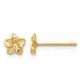 14k Small Plumeria Flower Post Earrings, 5 x 5 mm