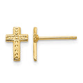 14k Small Polished Cross Post Earrings, 9 x 6 mm