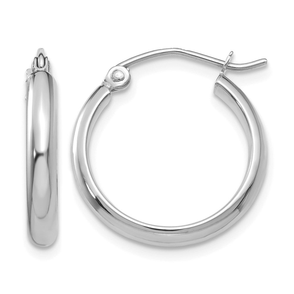 14k White Gold 2.75x18mm Polished Tube Hoop Earrings, 18 x 2.75 mm