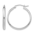 14k White Gold 2.75x25mm Polished Tube Hoop Earrings, 25 x 2.75 mm