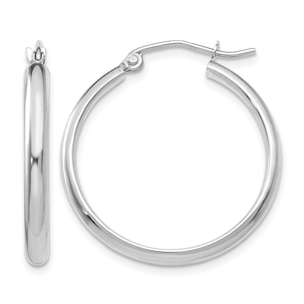 14k White Gold 2.75x25mm Polished Tube Hoop Earrings, 25 x 2.75 mm