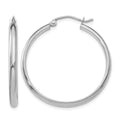 14k White Gold 2.75x30mm Polished Tube Hoop Earrings, 30 x 2.75 mm