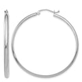 14k White Gold 2.75x40mm Polished Tube Hoop Earrings, 40 x 2.75 mm