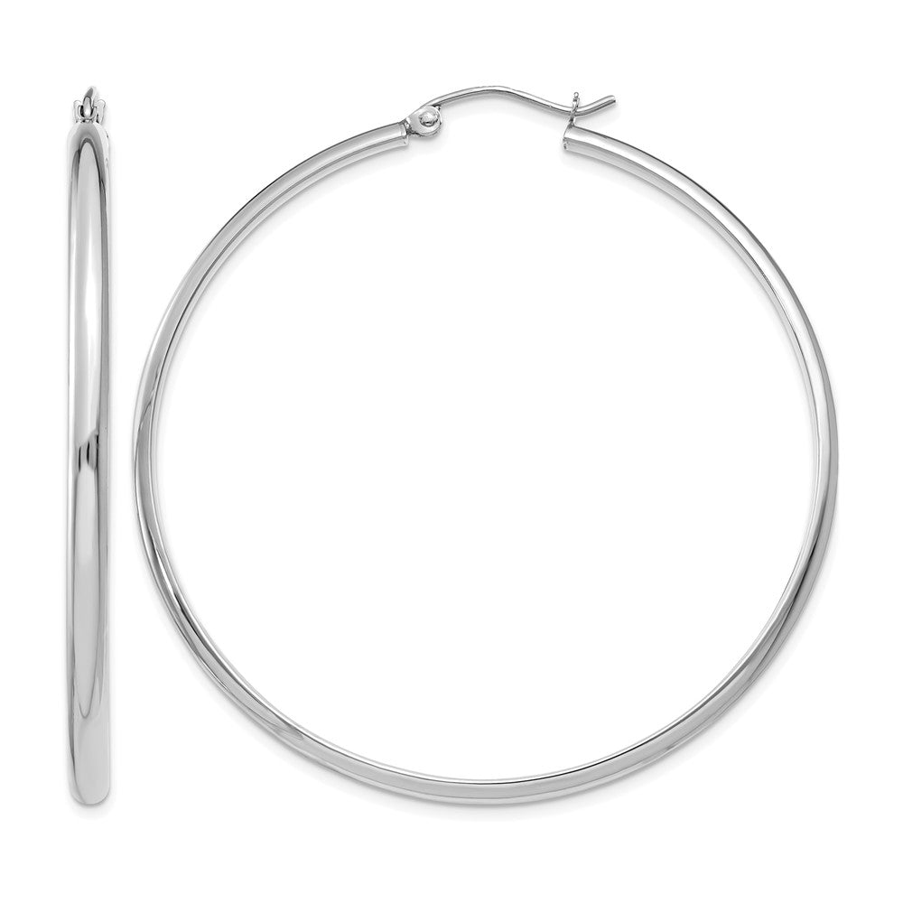 14k White Gold 2.75x50mm Polished Tube Hoop Earrings, 50 x 2.75 mm