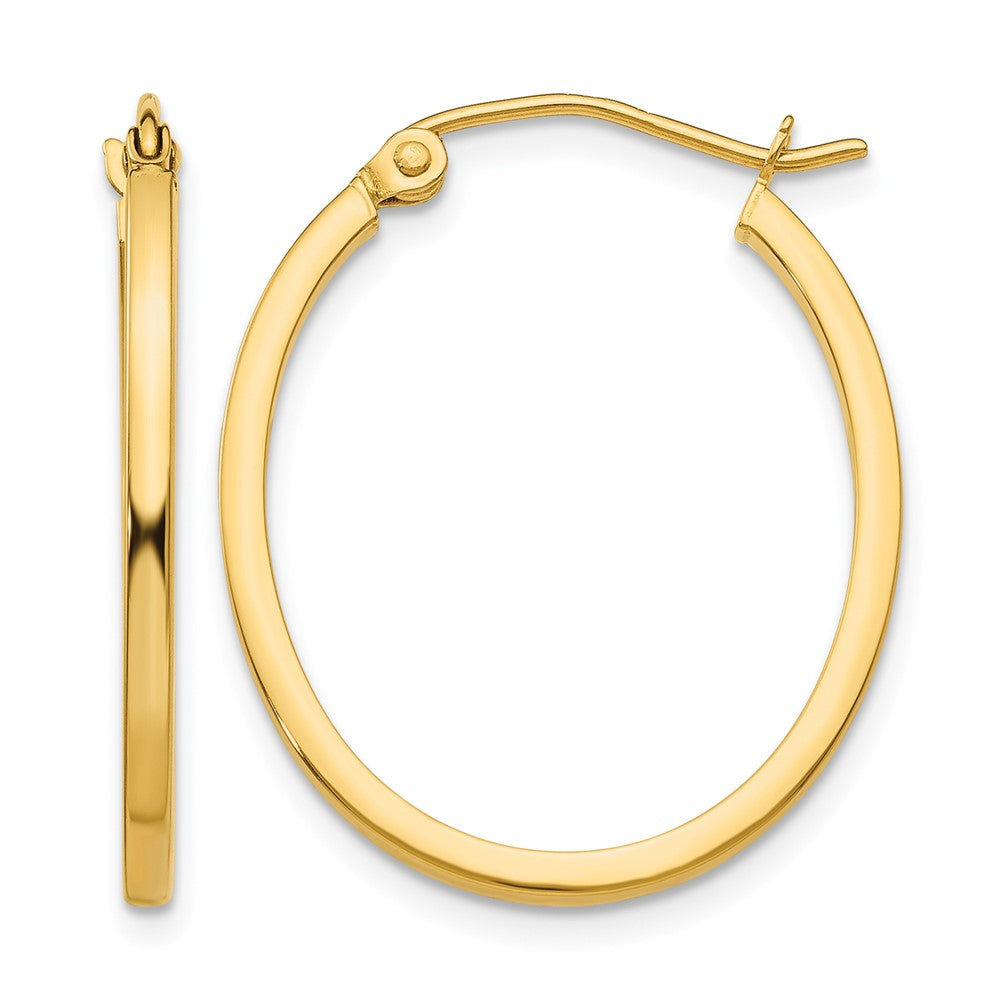 14k 1.5x25mm Lightweight Fancy Oval Tube Hoop Earrings, 17 x 1.5 mm