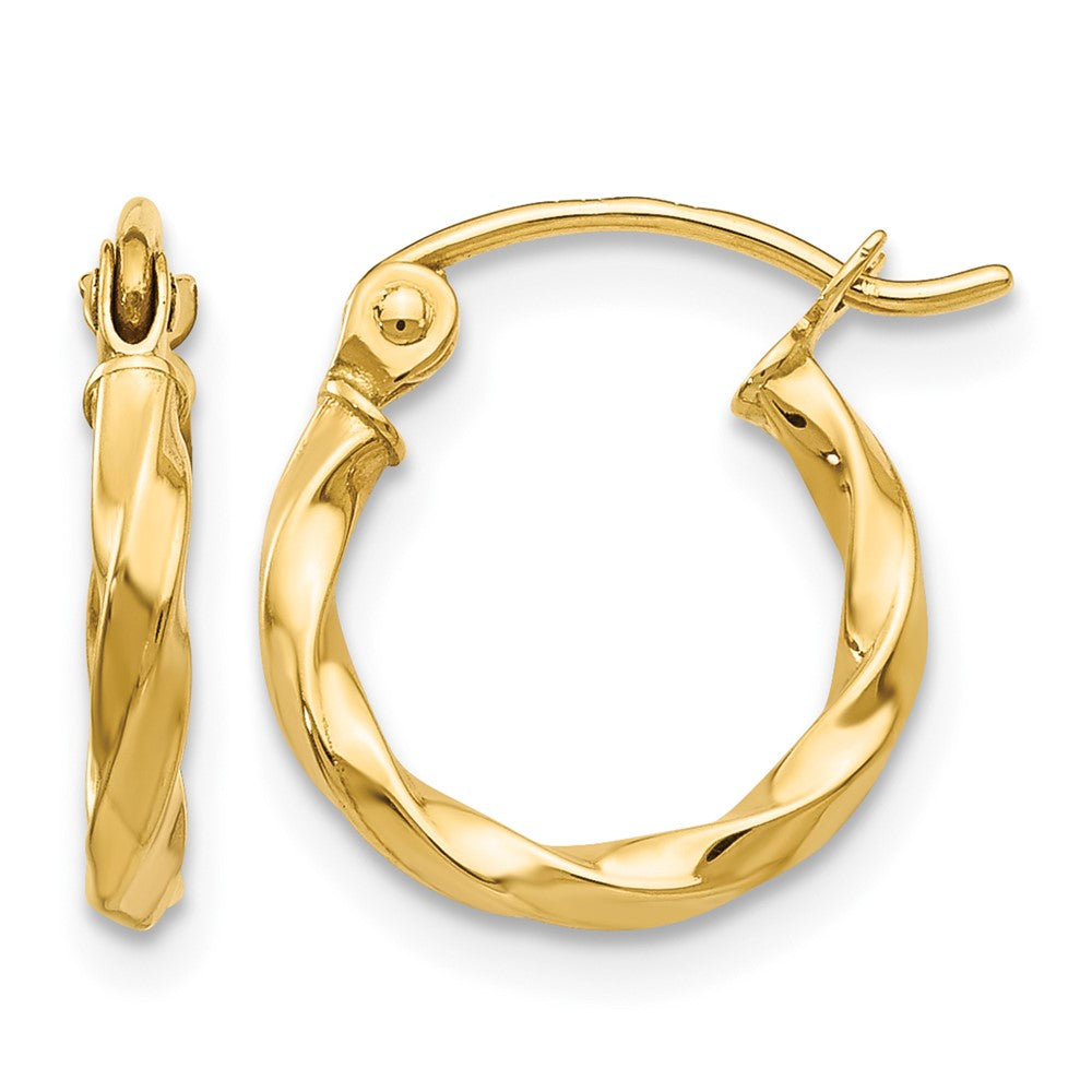14k Twist Polished Hoop Earring, 10 x 2 mm