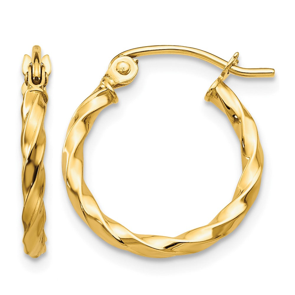 14k Twist Polished Hoop Earring, 12 x 2 mm