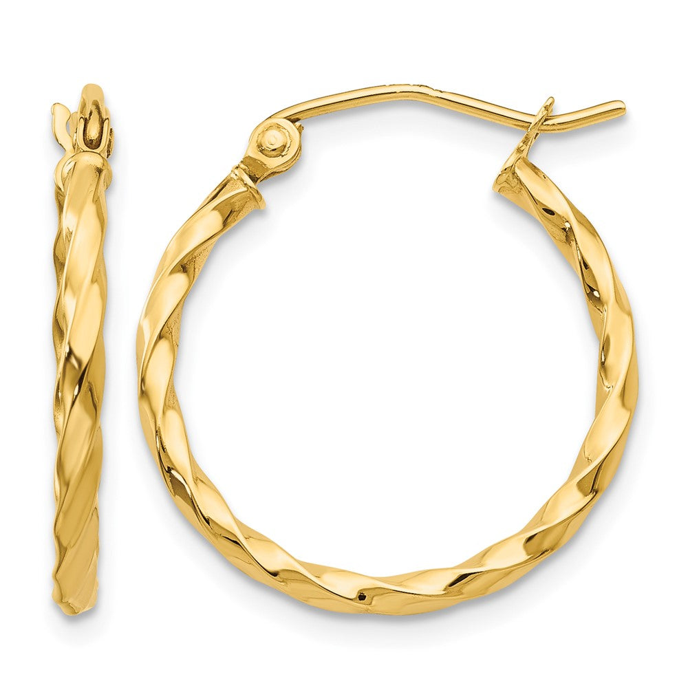 14k Twist Polished Hoop Earring, 15 x 2 mm